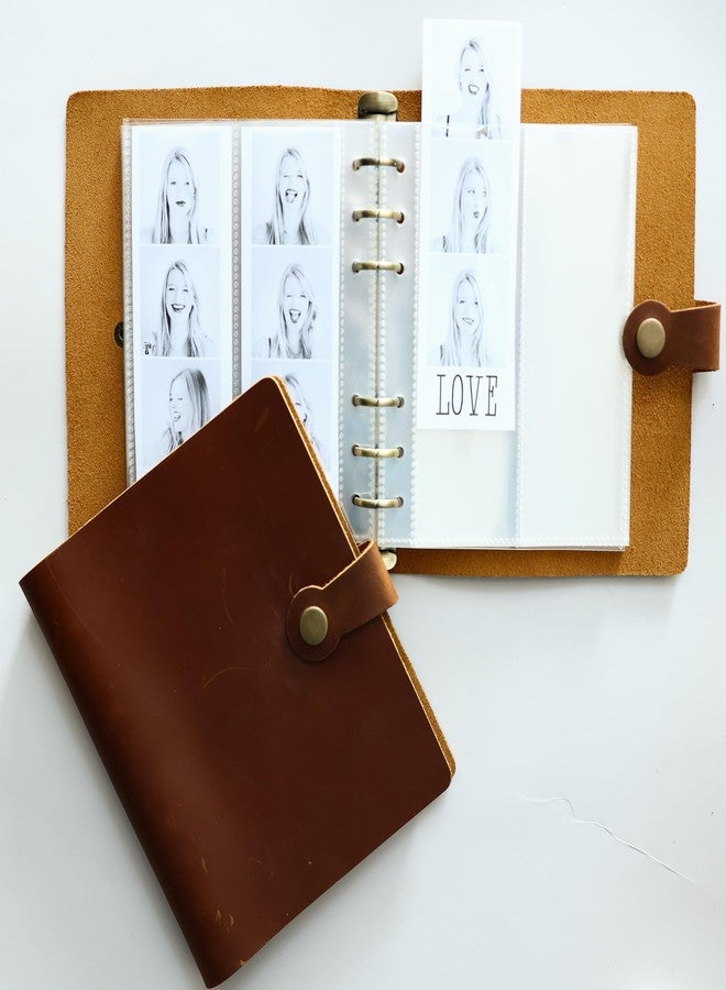 SMILE&WAVE Premium Genuine Cowhide Leather Photo Album For 4X6 and 2X6 Strips - 6 Ring Refillable Binder - Store All Your Prints In Style -Mix And Combine - Upscale Present (GENUINE LEATHER, 2X6) - Image 1